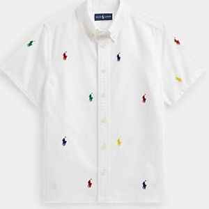 Never used polo Ralph Lauren multicolored embroidered motif boys oxford shirt